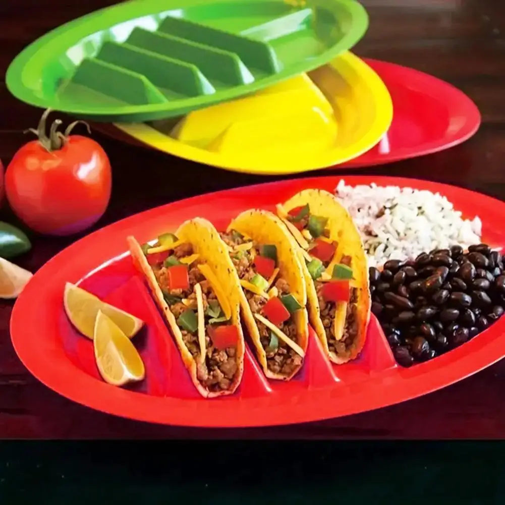 Taco Serving Tray Durable Tacos Holder Plate Easy-to-clean Mexican Pancake Corn Hot Dog Tray for Home Toasts Cakes Rack
