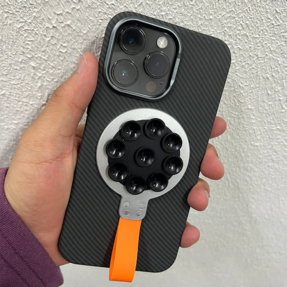 Magnetic Suction Cup Phone Mount with Hand Strap