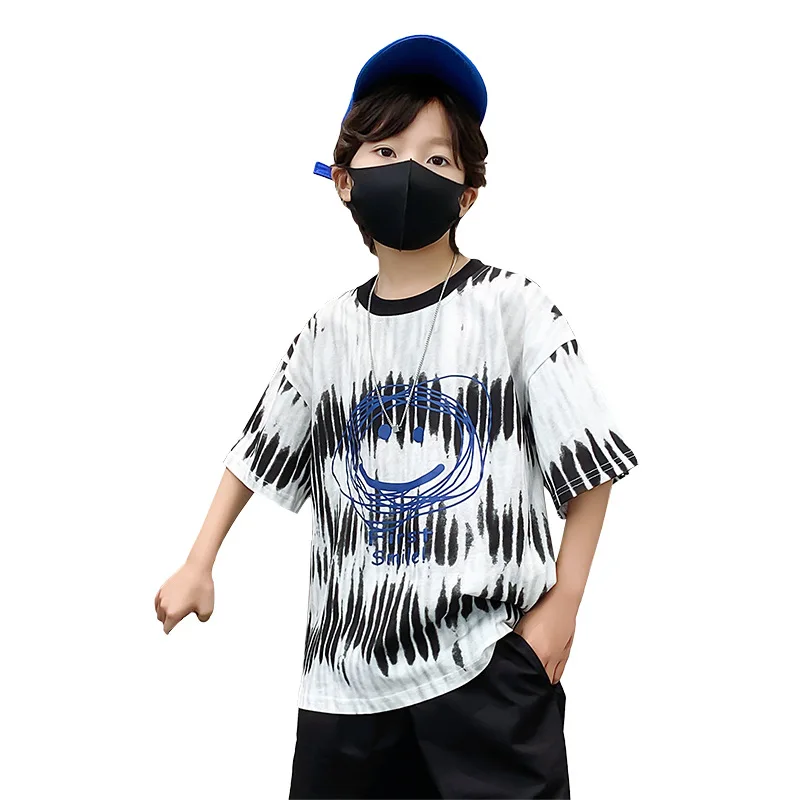 

2023 New Summer Children Cotton T-shirt For A Boy Shorts Sleeve Tee Tops Teenager Fashion Kids Boys Tshirt For Age 5-14 Year Old