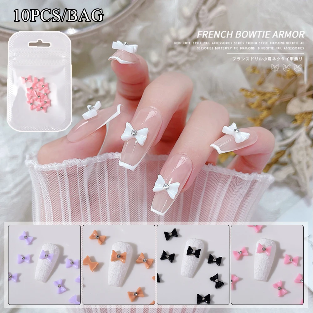 

Nail Art Bow Diamond Resin Diamond Nail Bow Diamond Sweet Gentle French Style Multi-colored DIY Charm Cute Manicure Decoration