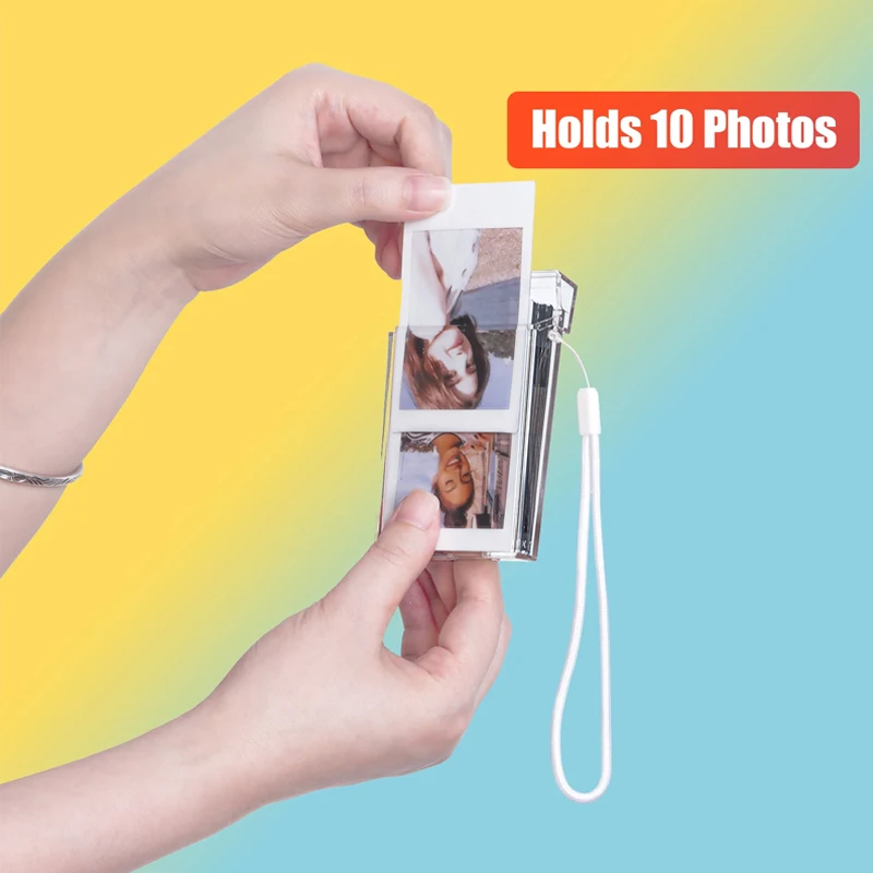 3 인치 필름 투명 사진 보관 상자 인스턴트 카메라 사진 케이스 Fujifilm Instax 미니 사진 케이스 스트랩이있는 휴대용 걸이