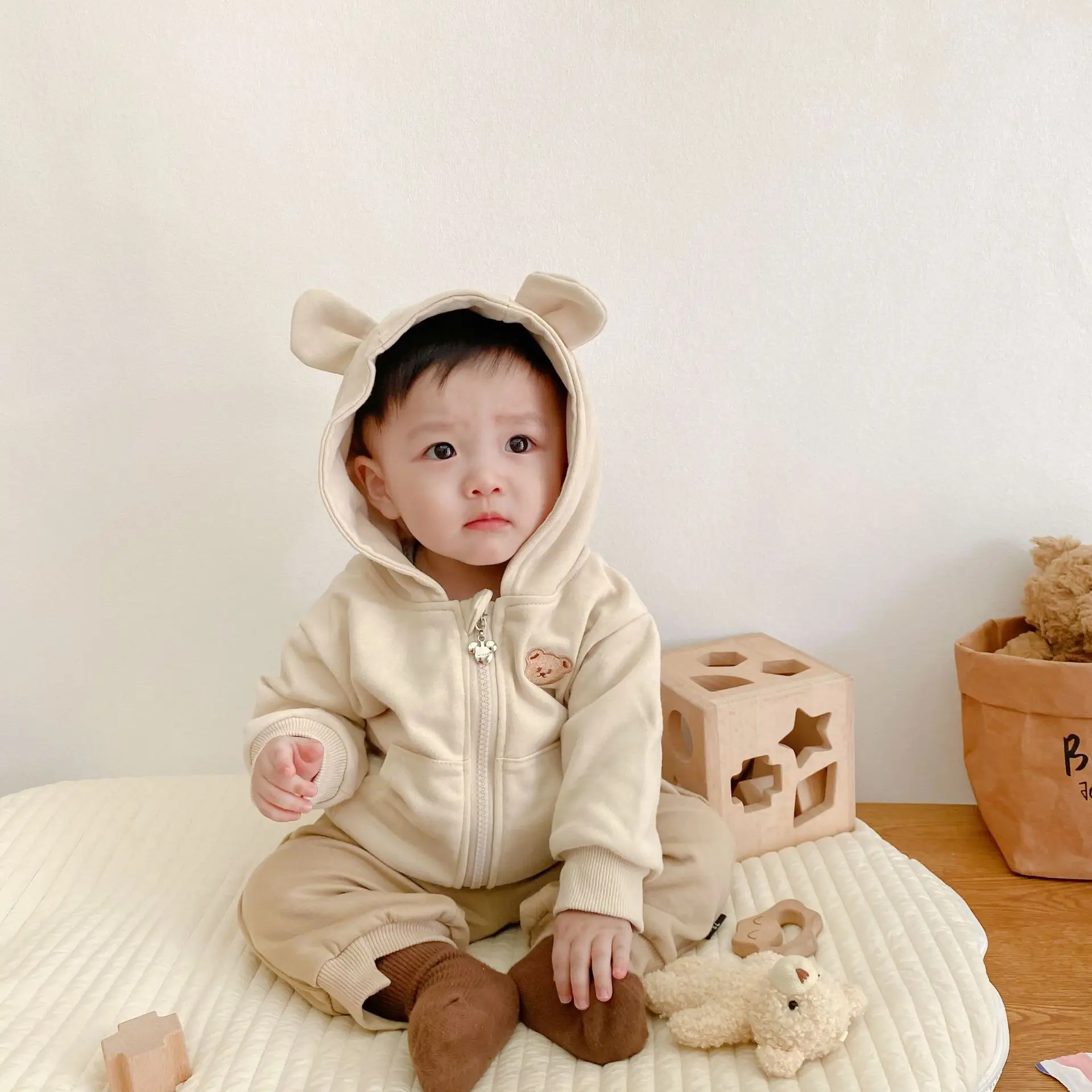 Autumn New Baby Cute Bear Ear Hooded Coat Infant Boy Casual Cardigan Toddler Girl Cardigan Jacket Kids Hoodie Baby Clothes