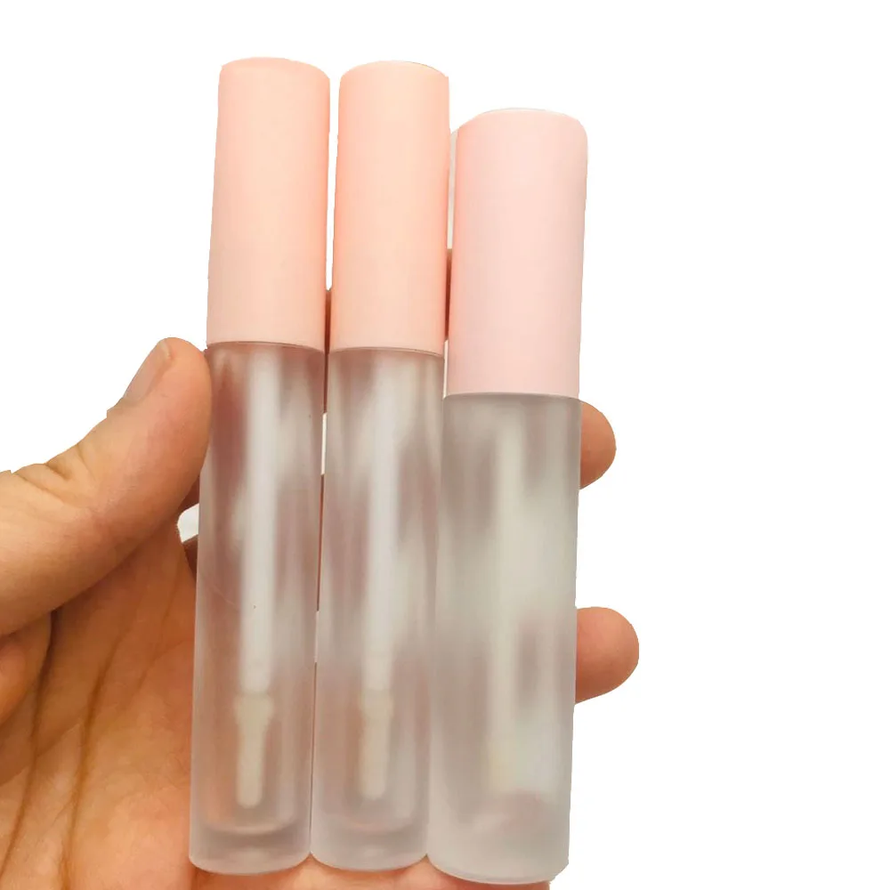 3ml 5ml lip gloss tubes,Empty lip balm bottle,Pink Cap,Frosted clear Lipstick Cosmetic packing container