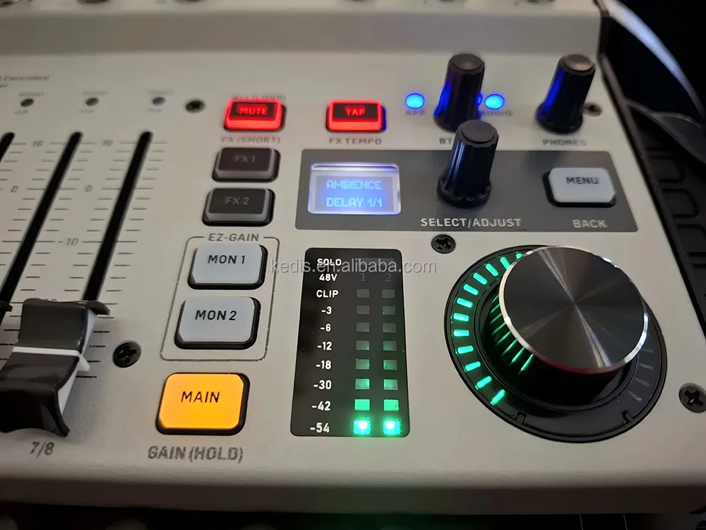 FLOW8 8입력 디지털 믹서(BT 오디오 및 앱 컨트롤 포함), 60mm 채널 페이더, 2개의 FX 프로세서 및 USB/오디오 인터페이스