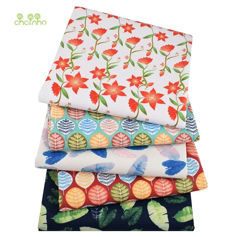 Chainho,Digital Printing Waterproof Fabric,DIY Quilting & Sewing Material, Flower& Leaves Series,For Suitcase,Handbag,Tablecloth