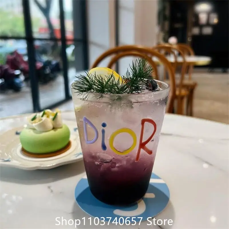 Colorful 3D letter Coffee Milk Juice Glass Cup Drink Water Cup High Borosilicate heat-resistant Glass Desserts Milk Coffe
