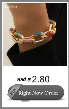 Lacteo Bohemian Colorful Painted Aluminum Chain Charm Bracelet Jewelry For Women Fashion Trendy Cross Chain Bangle Bracelet