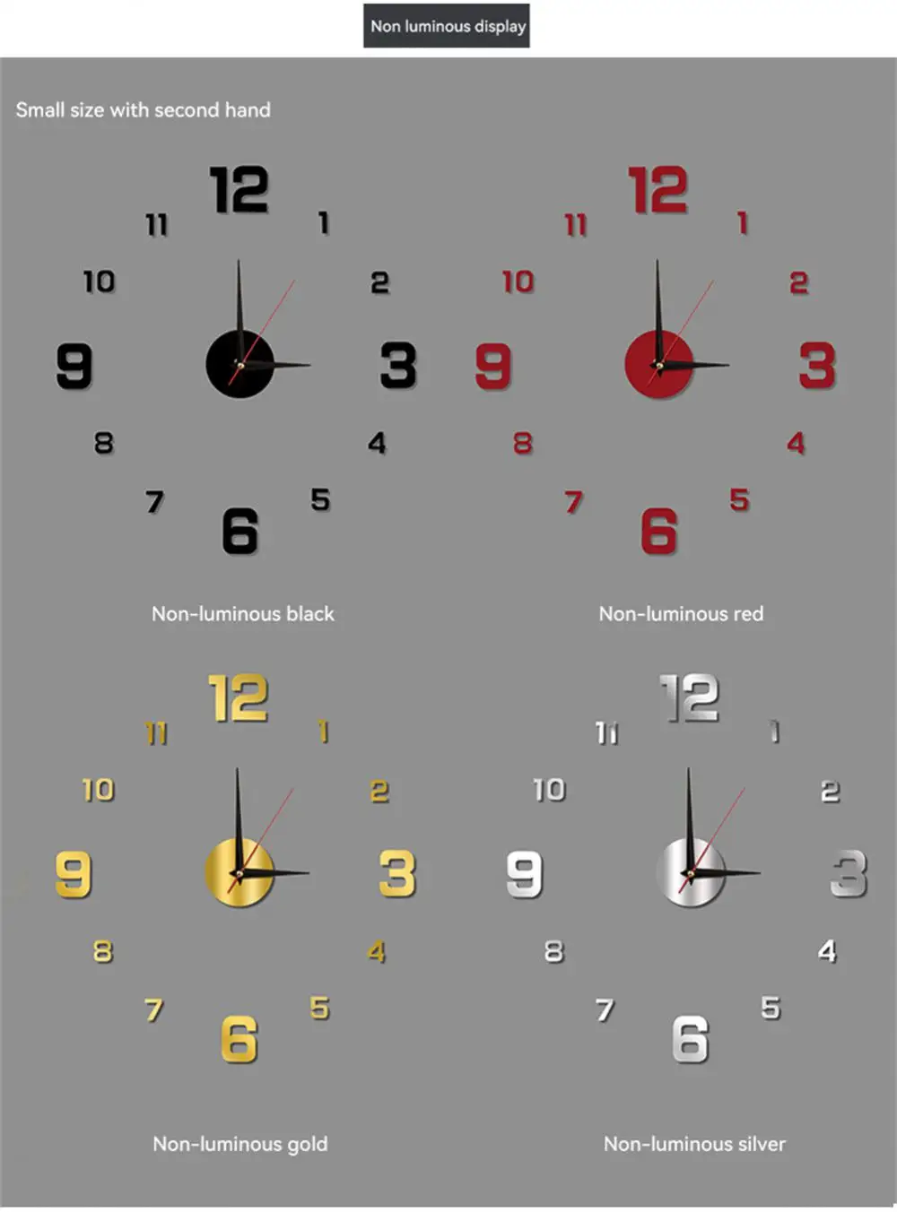 Description Picture 4 of itemLarge Wall Clock 3D Luminous Frameless Wall Clocks Digital Clock Wall Stickers Silent Clock for Home Living Room duvar saati