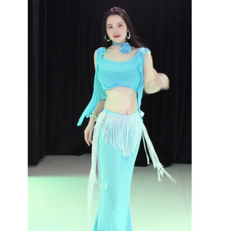 Customized Belly Dance Costumes New Set Performance Dress Sexy Temperament  Practice Dress Pink Mesh Skirt Beginner Dancewear - AliExpress 200000532