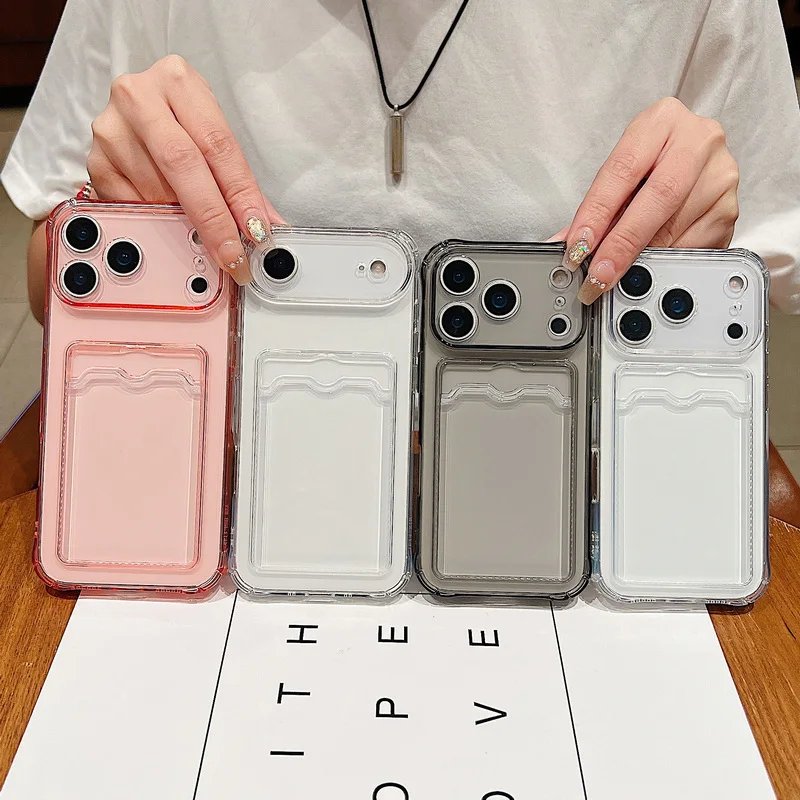 Clear Shockproof Phone Case with Transparent Card Slot Holder