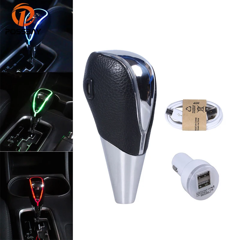 POSSBAY LED Touch Activated Gear Shift Knob White/Red/Blue/Multi color