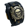 LANCARDO Men's Analog Quartz Watch Halloween Punk Motorcycle Leather Watch Retro Sports Casual Wide Leather Watch Skeleton Decor 1