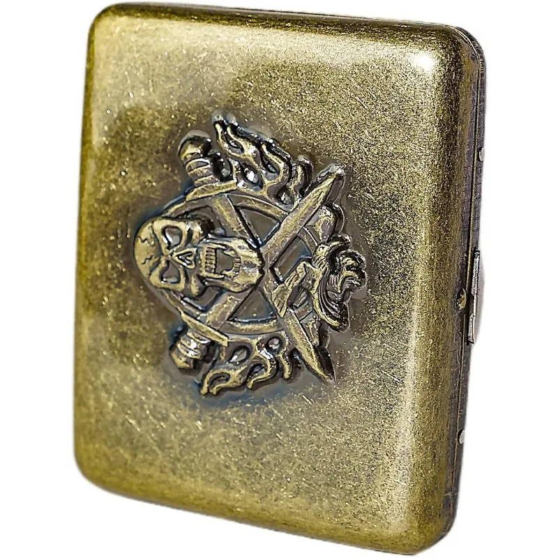 

Металлический защитный чехол в стиле ретро с бронзовым черепом, маленький защитный ретро-чехол с подставкой, простой футляр для хранения