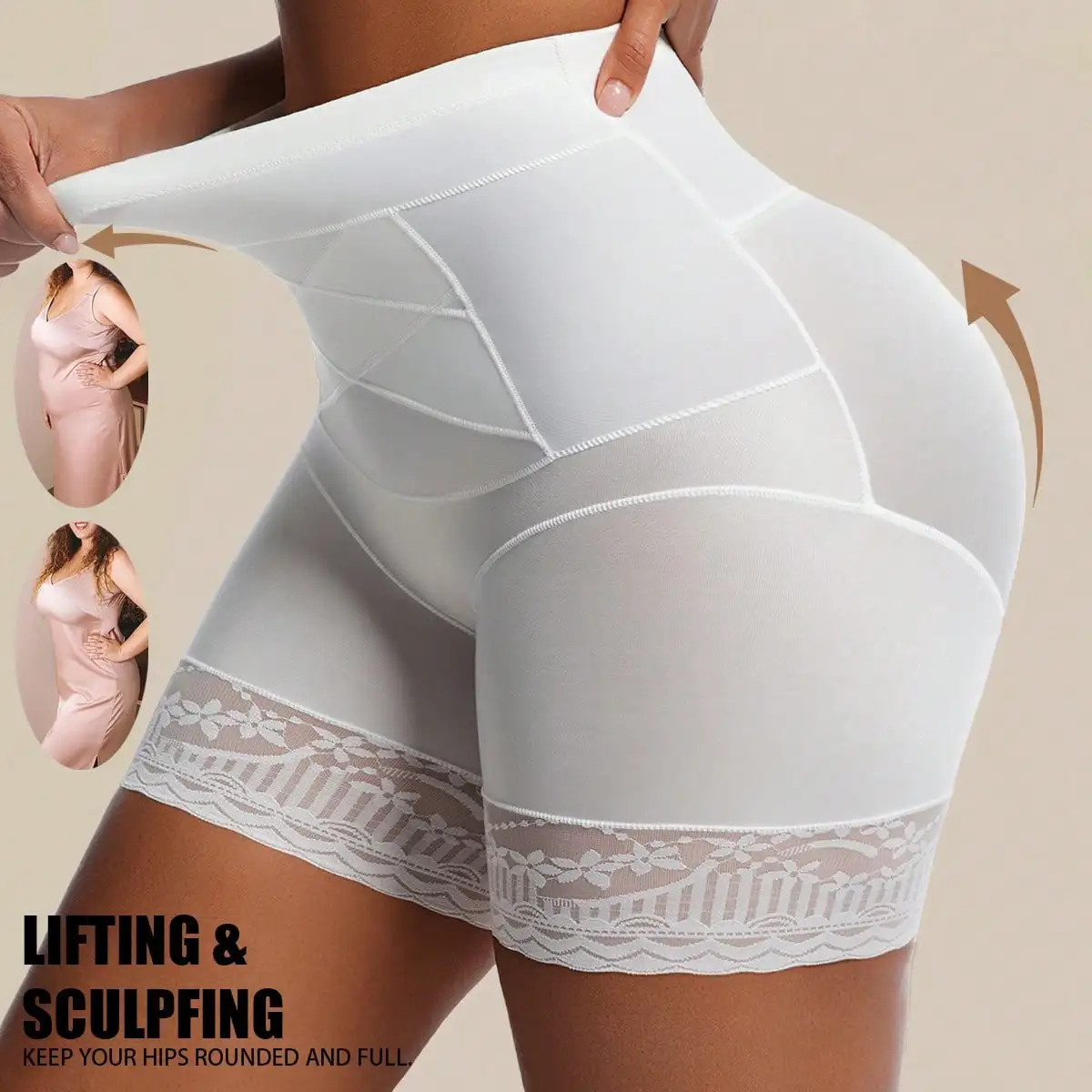 1 pièce Culotte gainante sans couture taille haute, effet amincissant et de contrôle du ventre, gaine sculptante 1
