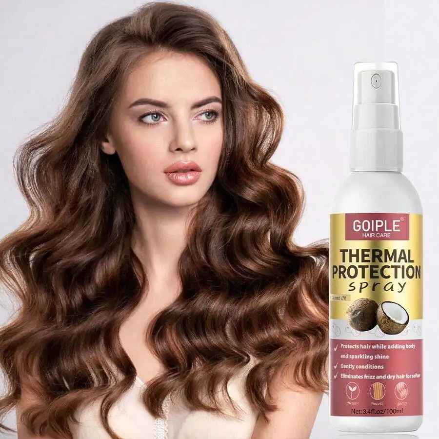 Hair Protection Spray GOIPLE 100ml Heat Protection Spray Thermal Protector Essence Oil for Fragile Hair Nourishes Leave-in Conditioner for Dry Damaged