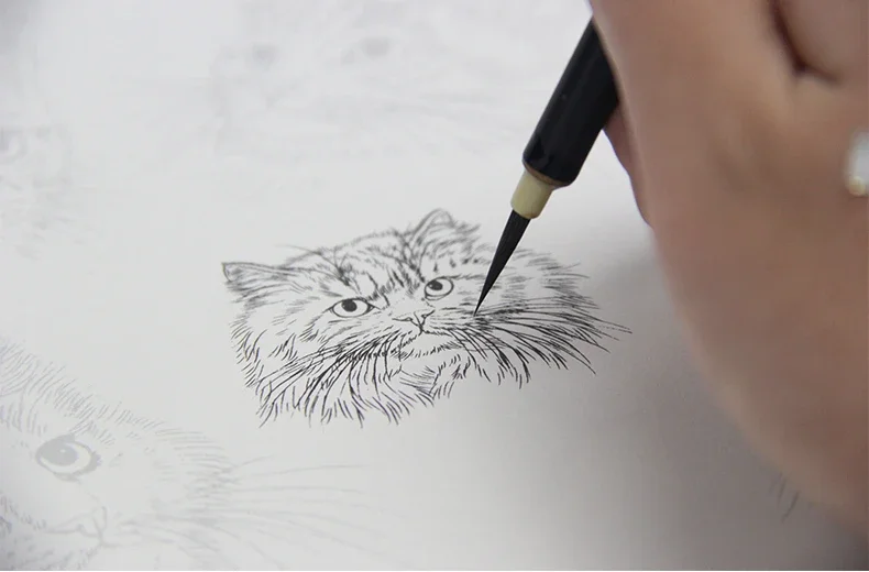 Chinesische Kalligraphie Pinsel Stift Wiesel Haar Feine Linie Pinsel Aquarell Malerei Linie Zeichnung Sorgfältige Malerei Wolf Haar Pinsel – Detail 5