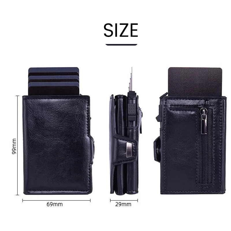 Carbon Fiber Credit Card Holder Wallet Men Rfid Smart Metal Thin Slim Pop Up Minimalist Wallet Small Black Purse Metal Vallet