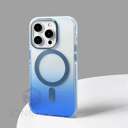 Luxury Gradient Shockproof Magnetic Cover with Premium Matte Finish - Magsafe Wireless Charging Compatible Case - iPhone 14 Pro Max (Blue JBFH CC)
