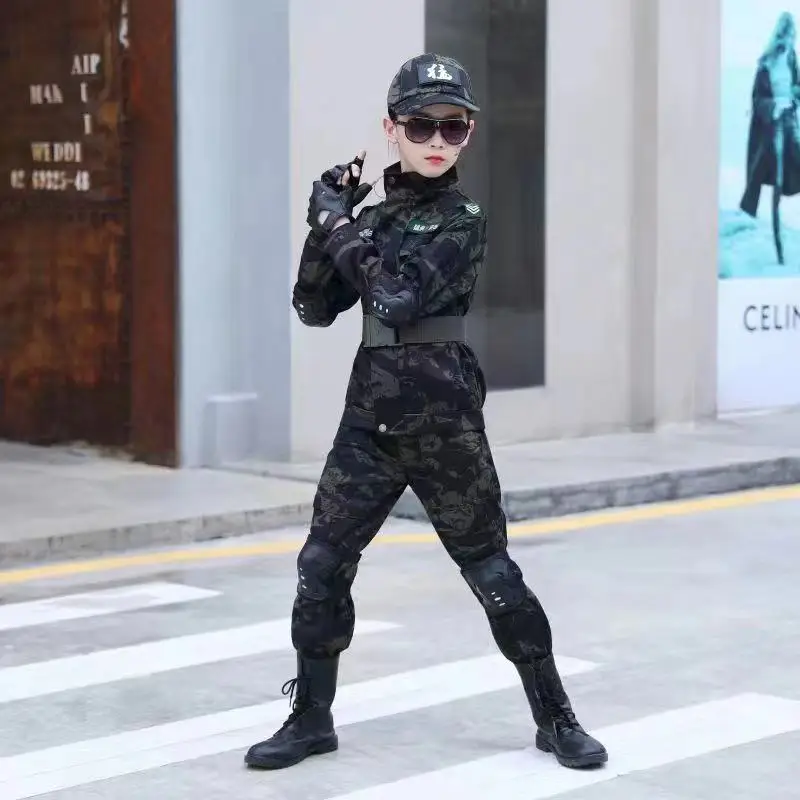 New Children's special forces combat uniform, new camouflage training suit, black eagle camouflage suit, performance suit