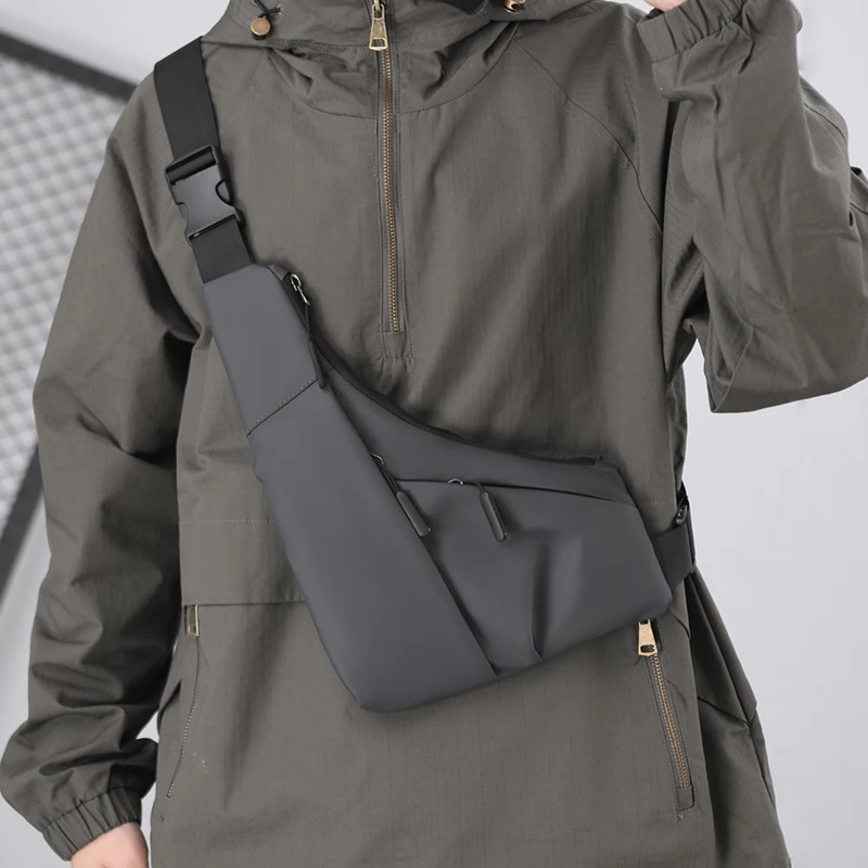 1 chest bag, crossbody bag, multiple pockets, suitable for travel, work, university, available in black and gray, travel bag