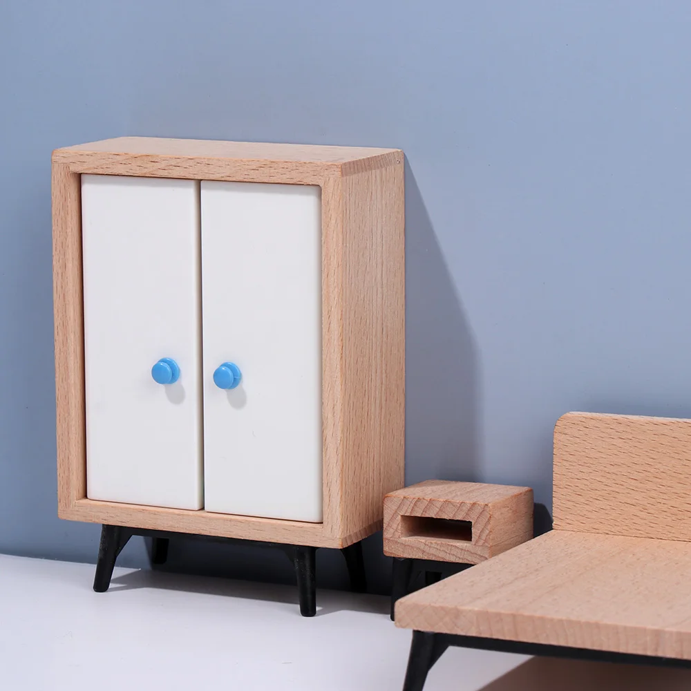 1:12 Schlafs ofa Kleider schrank TV-Schrank Mikros zene Modell Puppenhaus Miniatur möbel Spielhaus Landschaft Puppen Zubehör – Detail 5