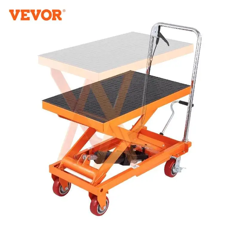 

VEVOR 1100lbs Hydraulic Lift Table Cart Manual Single Scissor 35.4" Lifting Height with 4 Wheels for Material Handling Transport