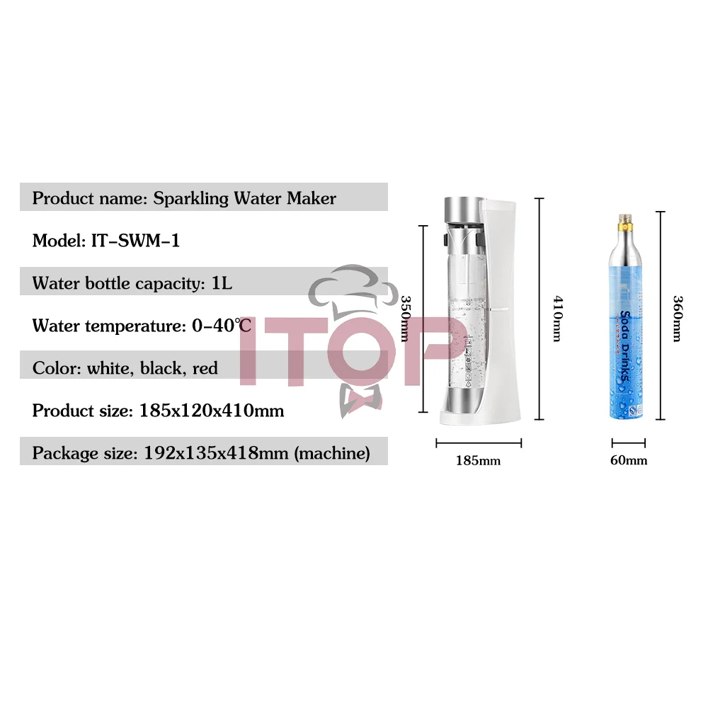 ITOP SWM-1 Sparkling Water Maker 1L Bottle Capacity Kinds of Sparkling Juice Drinks Pure Water Cocktail