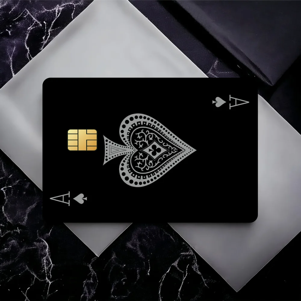 Ace of Spade Bank Credit Cards Bus Pass Stickers Cool Decoration Waterproof 4PCS Card