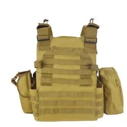 Military Combat Tactical Vest | Durable Nylon | Wargame & Hunting Gear (Tan)