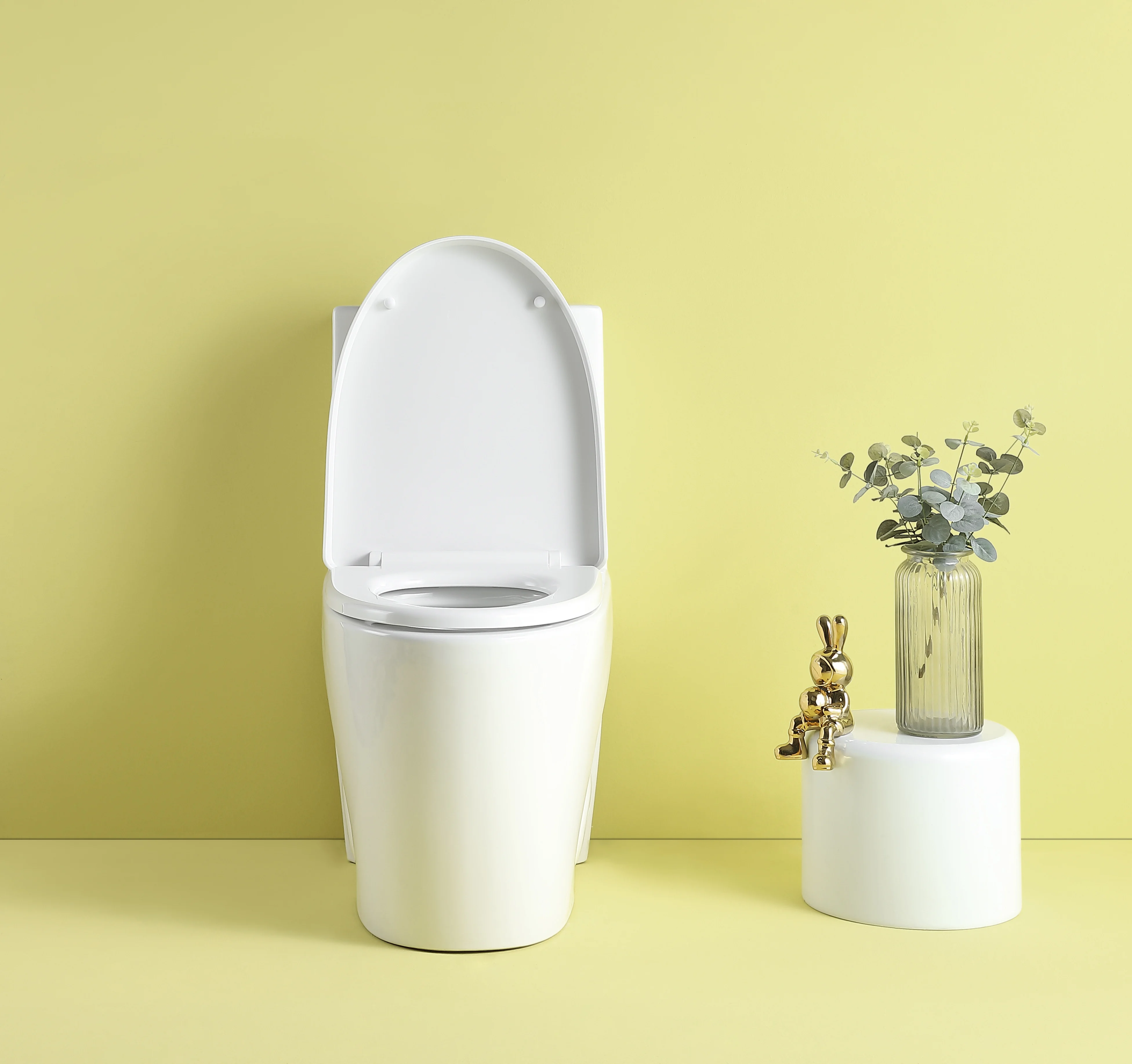 1.1/1.6 GPF Dual Flush 1-Piece Elongated Toilet with Soft-Close Seat-Gloss White, Water-Saving, Modern, Stylish Design 23T01-G