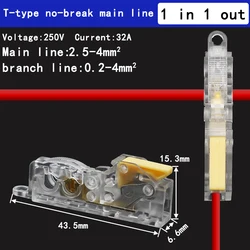 Enhanced Wire Quick Connector - T - Type Splitter Terminal Block for Home Appliances Electrical (1 in 1 out - Y - 10PCS)