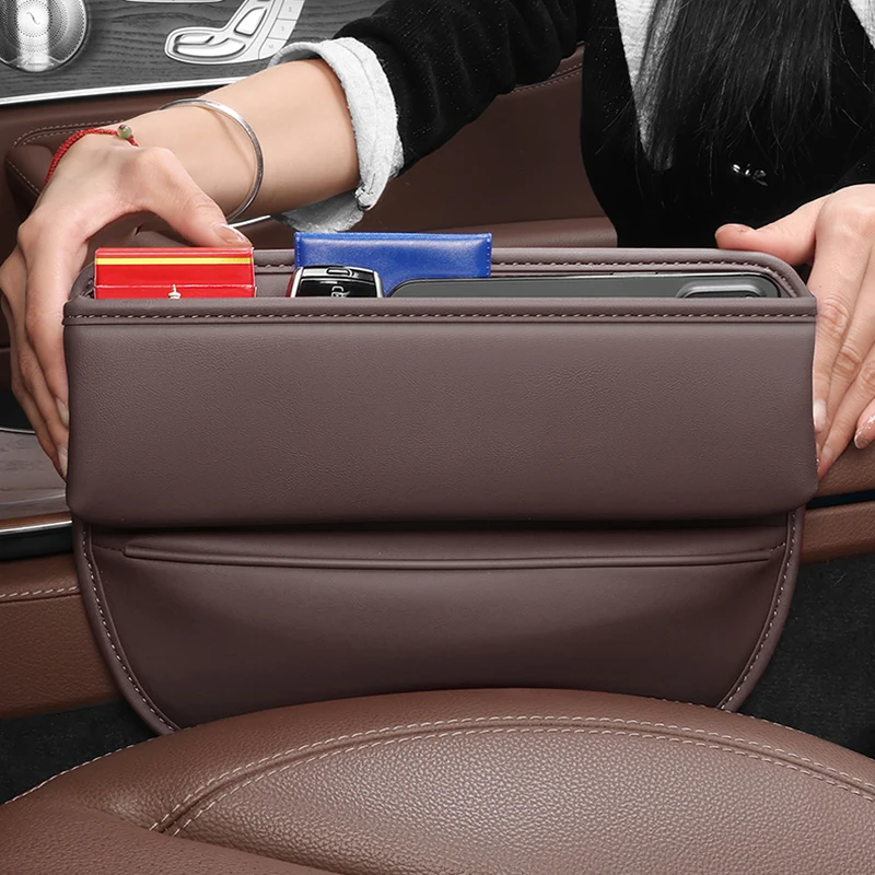 

2pcs Multifunctional Leather Car Organizer Box Car Seat Slit Gap Pocket Driver Seat Storage Holder Auto Interior Accessories