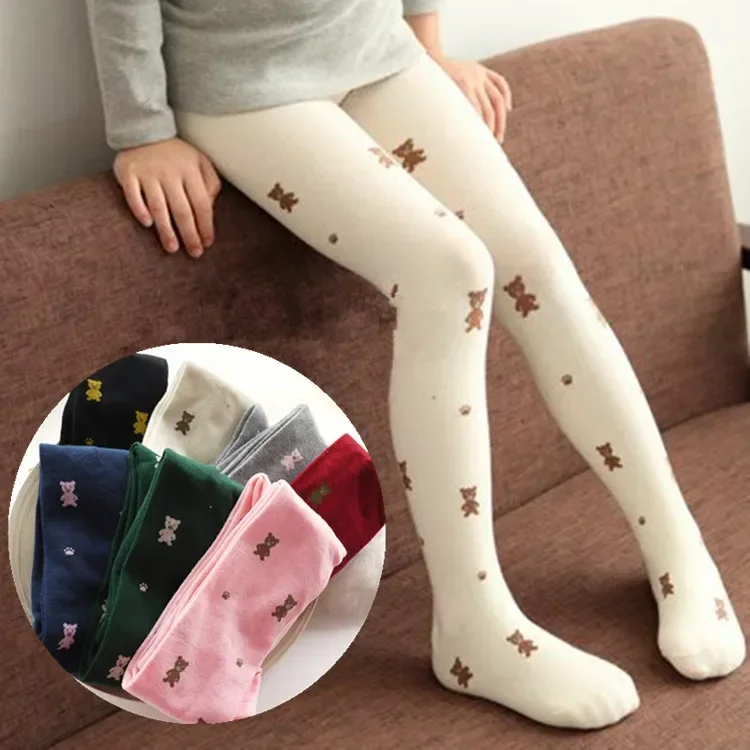 Girls Tights Cartoon Bear Stockings Kids Pantyhose Spring Autumn Winter 2 To 9 Years Children's Tights Cotton Clothing