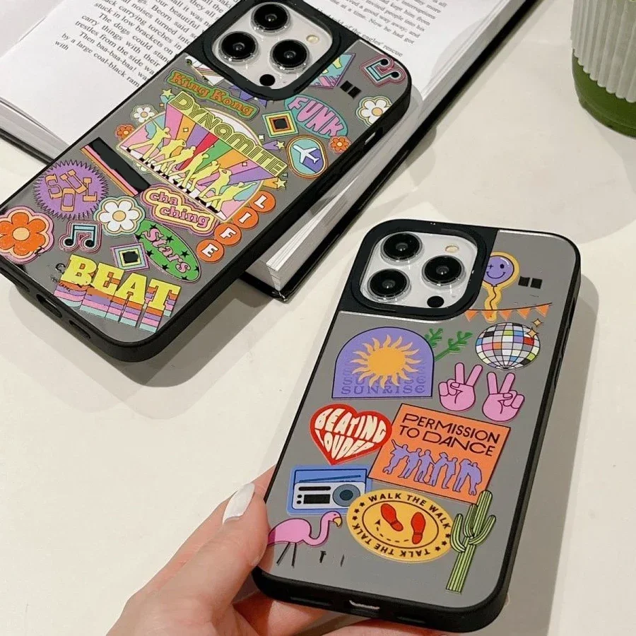 

Mirror Surface Kpop Korean Fashion Phone Case Cover for IPhone 11 12 13 14 15 Pro Max Case for IPhone 15 Pro Max