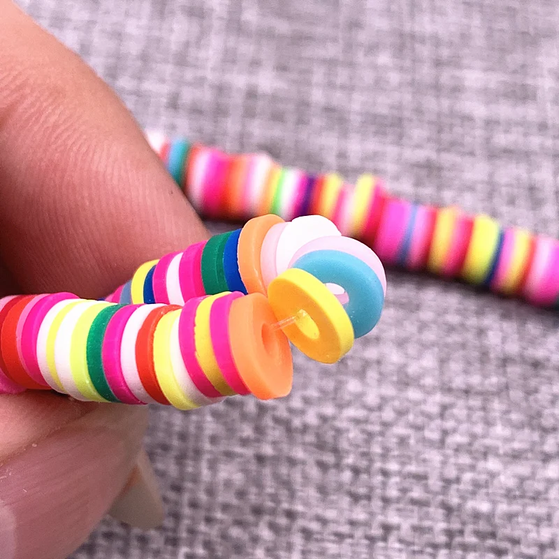 6mm Flat Round Color Polymer Clay Beads Slices for Girls Bracelet Making Diy Necklace&Bracelet Accessories