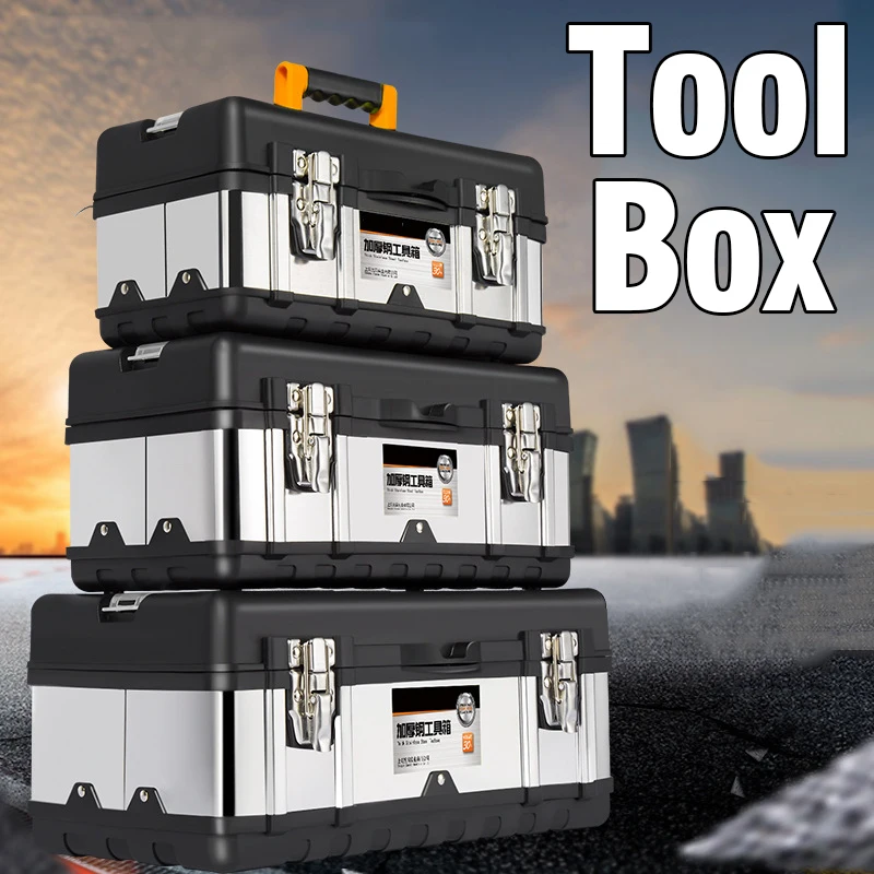Tool Storage Box Stainless Steel Large Portable Organizer Garage Hardware Tough Build