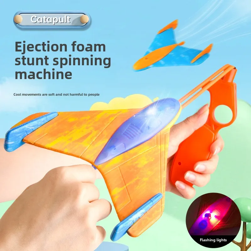 Children's Catapult Foam Aircraft Toys Safety EVA Boomerang Flying Glider Parent Kids Outdoor Sports Sound Light Flying Disc Toy