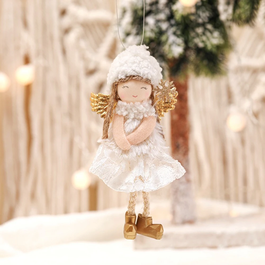 Lovely Plush Angel-Doll Pendant For Christmas Lightweight Xmas Small Decor For Chirtamas Tree