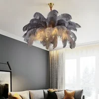 Modern Feather Chandelier Home Decor Ceiling Lamp LED Pendant Light Nordic Lustre Chandeliers Living Room Pendent Ceiling Light 2