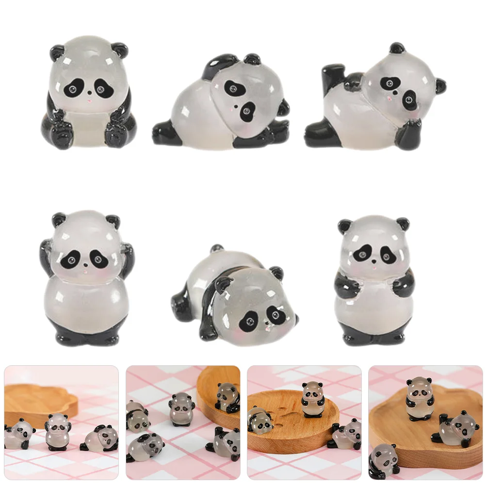 

Miniature Cartoon Panda Figurine DIY Cute Resin Animal Glow in Dark Miniature Figurines