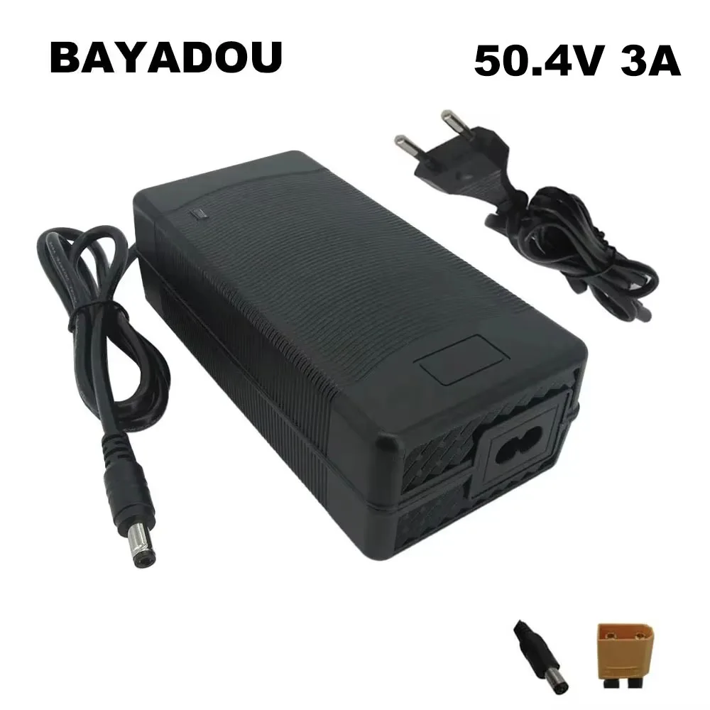 50.4V 3A 5A DC Lithium Fast Charger 12S 44.4V 43.2V Li-ion 20AH 30AH Battery Charger XT60 DC Connector With Fan
