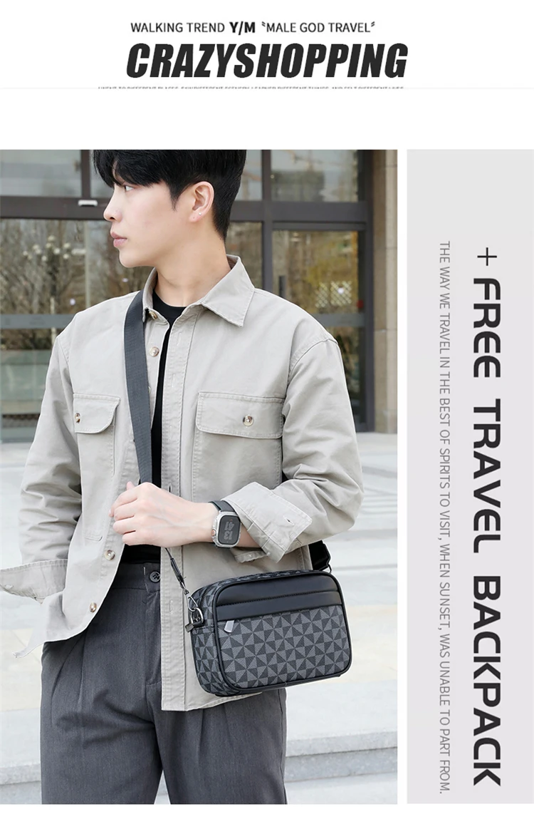 Fashion Pattern Men Small Bag High Quality PU Leather Crossbody Messenger Bag For Men Stylish Men Handbag Shoulder Bag Presents