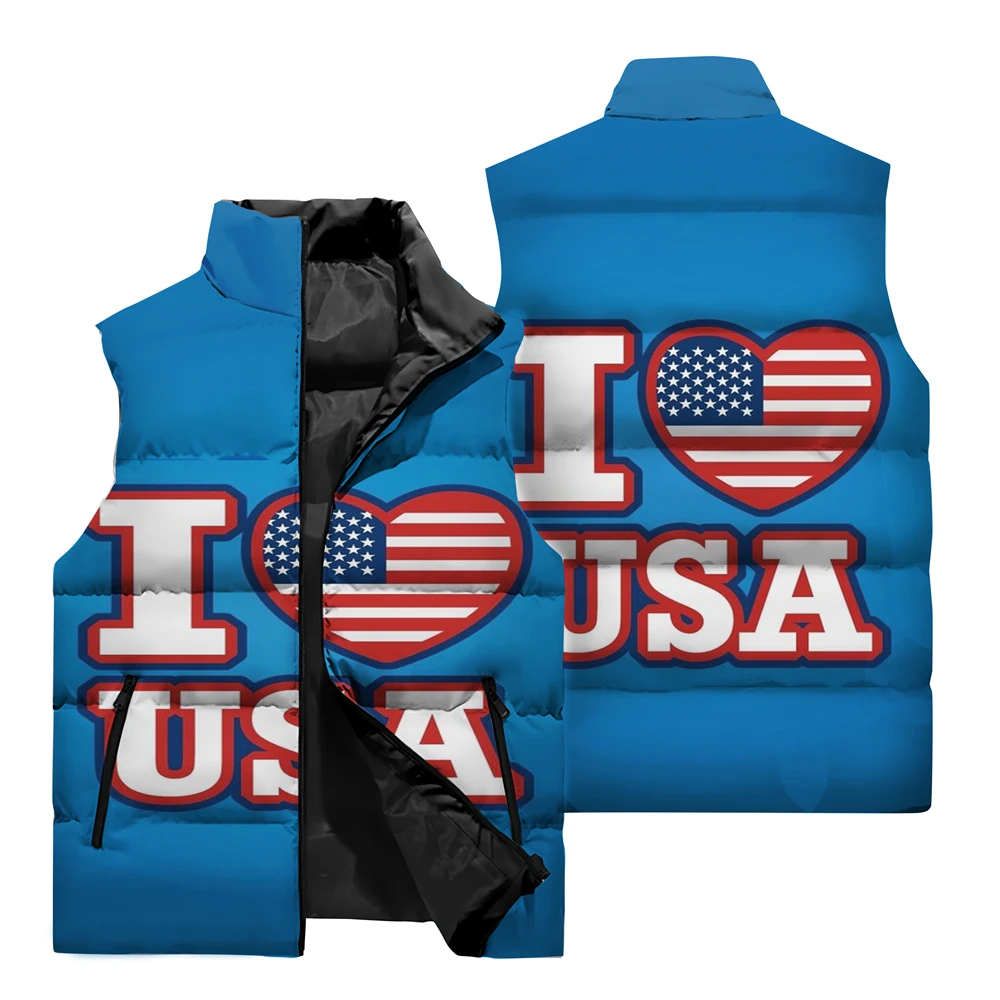 thumbnail image 4 of Chaqueta sin mangas para hombre 2024 con estampado de águila en 3D, chaqueta de invierno para hombre, cortavientos, chaqueta cálida para deportes al aire libre y ciclismo para hombre, 4 of 5