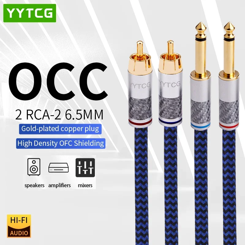 

Hifi Dual 6.5mm to Dual RCA Cable 6N Occ Hi-end 6.35mm to RCA Audio Cable With Gold-Plated Plug for Mixer Power Amplifier