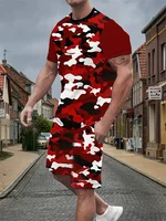 New 2024 Men’s Short-sleeved Shorts Suit Summer Fashion Round Neck T-shirt, Shorts Two-piece Street Shooting Casual Clothing