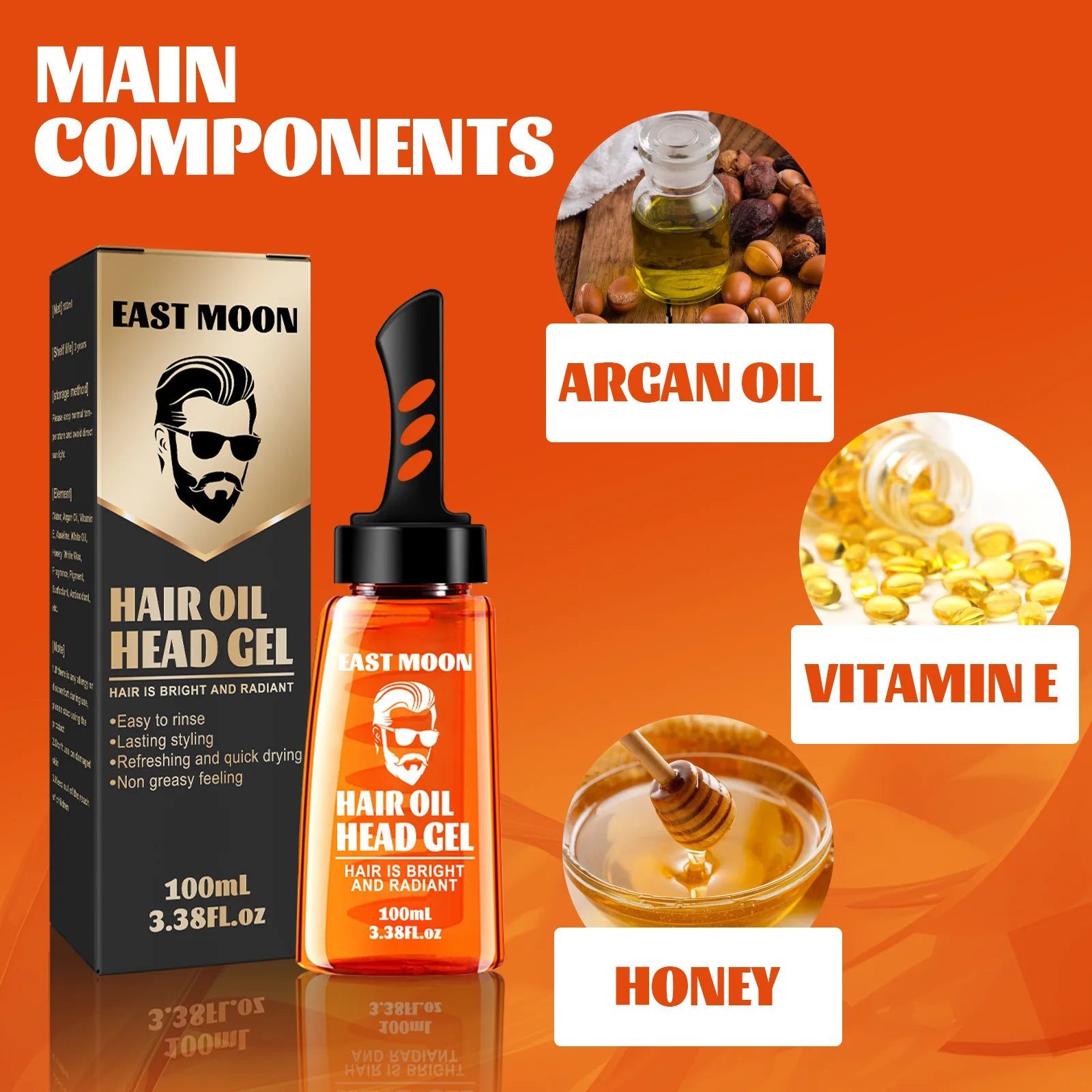 2 in 1 Hair Wax Gel With Wide Tooth Comb Men Long-lasting Fluffy Hair Styling Oil Hair Styling Cream Liquid Fluffy Comb 100ml 6
