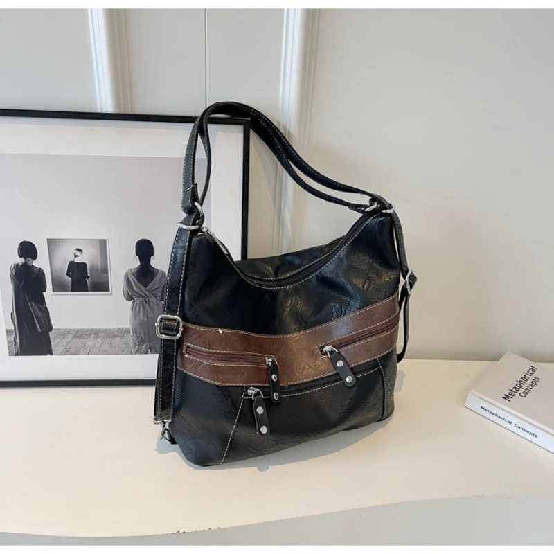 

Хобо из ПУ кожи, сумки на плечо и на молнии, однотонные повседневные сумки для женщин, рюкзаки 2024, модные новые женские сумки высокого качества