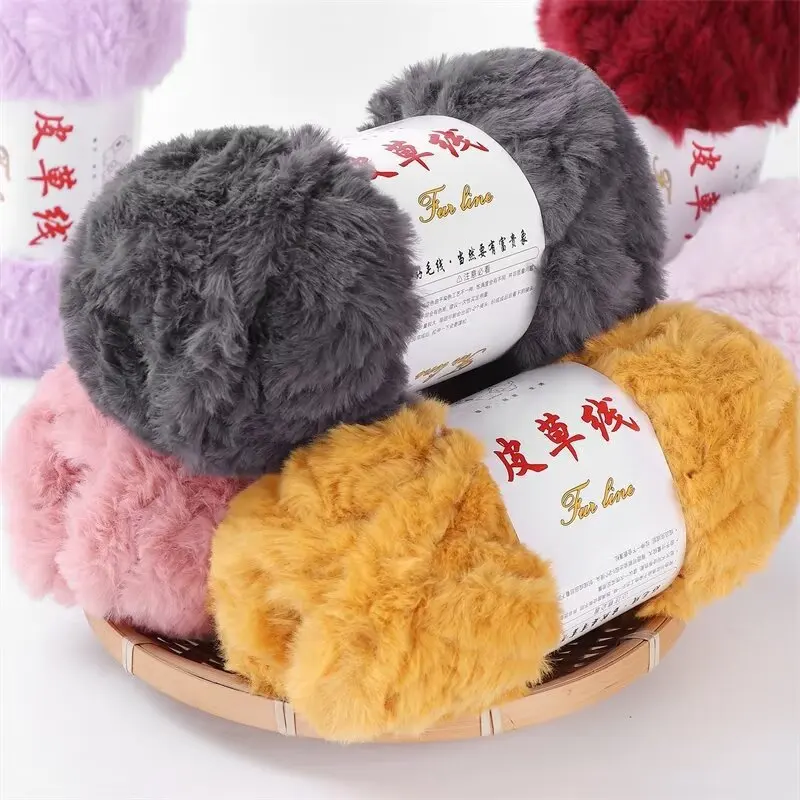 1Pc 100g Super Chunky Fur Yarn for hand knitting fuffly soft warm Crochet line to knit sweater coat Scarf Hat long plush threads 4