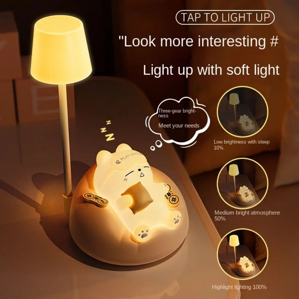 

USB Charging Sleeping Cat Night Light Dimming Desktop Sleeping Atmosphere Light Soft Light Eye Protection Bedside Table Lamp