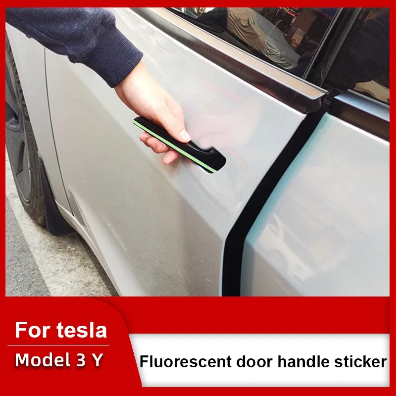 

Флуоресцентная накладка на дверную ручку, подходит для Tesla Model 3 Y, с ночным свечением, защита от царапин